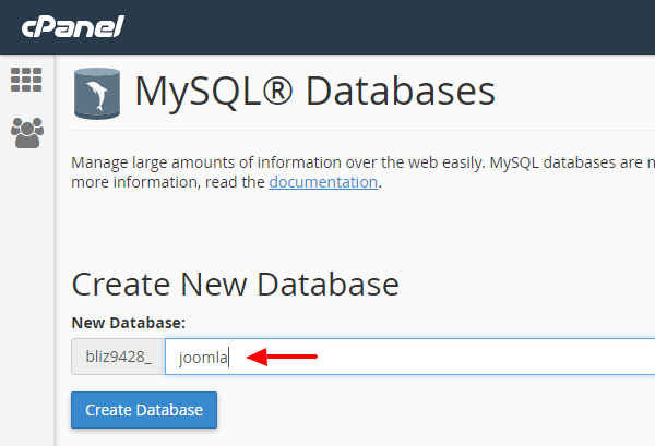 joomla-cpanel-database-name
