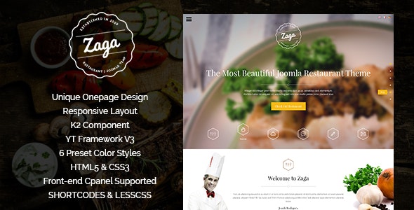 Zaga Responsive Onepage Restaurant Template