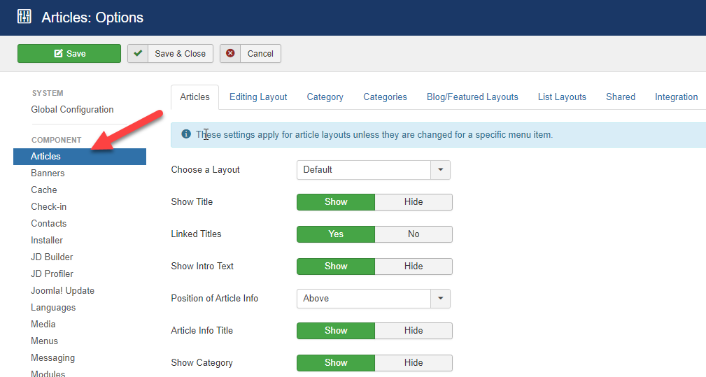 configure your article display settings