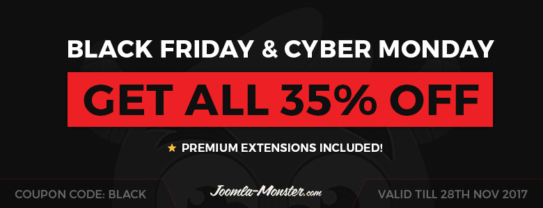 Black Friday & Cyber Monday Joomla Deal 2017 - Discount