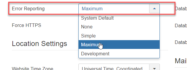 Enable error reporting