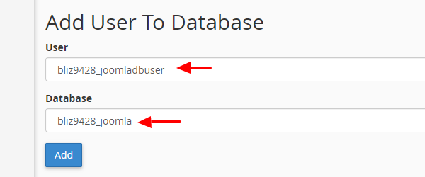 joomla-cpanel-assign-user-to-database