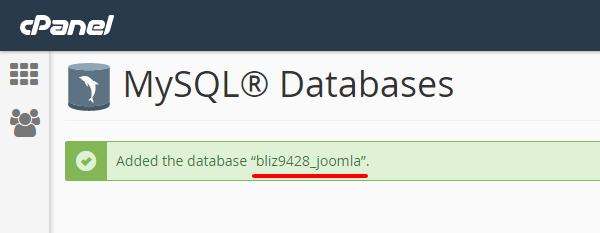 joomla-cpanel-created-database