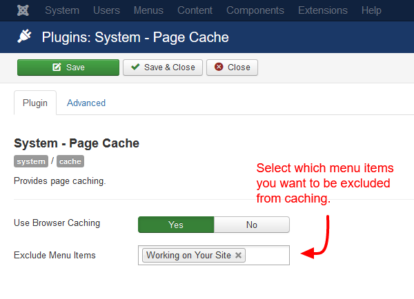 joomla-exclude-menu-items-from-cache