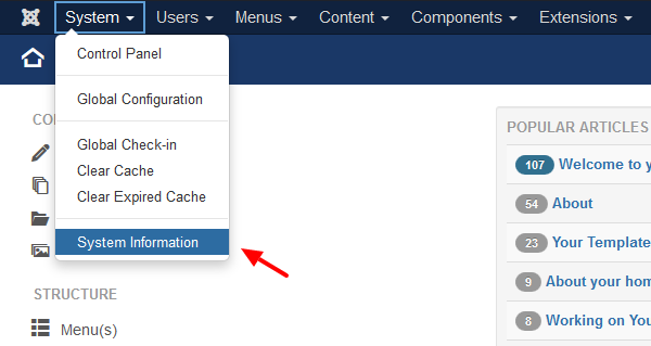 joomla-navigate-to-system-information