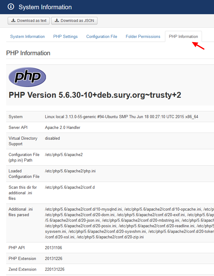 joomla-php-information