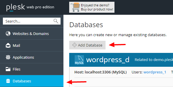 joomla-plesk-add-database