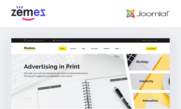 median advertising agency multipage modern joomla template