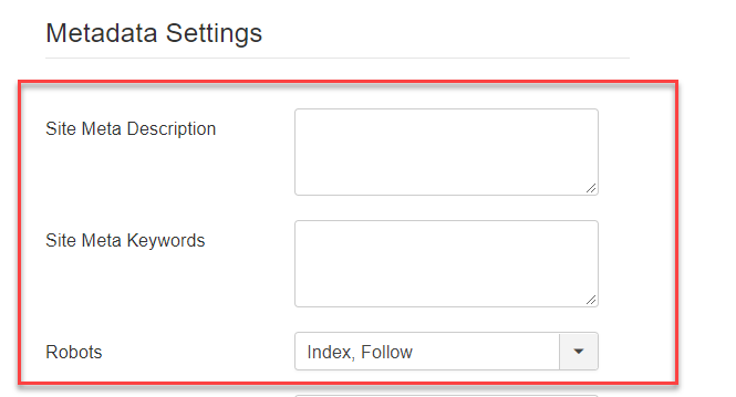 site Metadata Settings